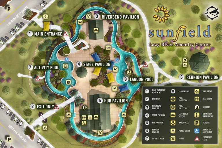 Lazy River Amenity Center Map - Sunfield Buda, TX